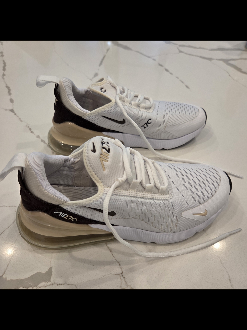 Nike Air Max 270 Women's White & Brown Athletic Sneakers size 7.5